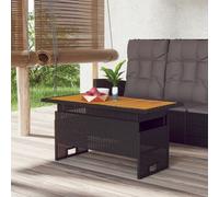 PE Rattan Garden Dining Table Outdoor Patio Table with Wooden Lift-up Top