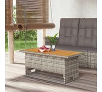PE Rattan Garden Dining Table Outdoor Patio Table with Wooden Lift-up Top
