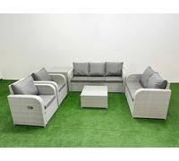 PE Rattan Garden Furniture Set Adjustable Chair Sofa Double Love Seat 2 Seater Sofa Lounge Set Square Coffee Table Side Table Light Grey Fimous Light Grey One Size