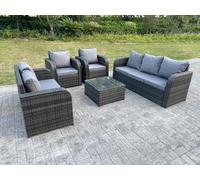 PE Rattan Garden Furniture Set Adjustable Chair Sofa Double Love Seat Lounge Set Square Coffee Table Fimous Dark Grey One Size