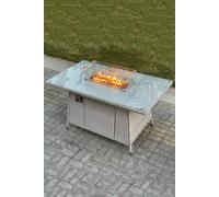 Fimous Rattan Gas Fire Pit Dining Table - Light Grey