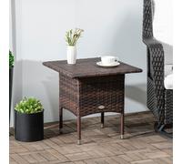 Outsunny Pe Rattan Outdoor Coffee Table, Easy Match Rattan Side Table, Brown