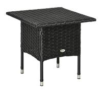 Outsunny PE Rattan Outdoor Coffee Table, Easy Match Rattan Side Table, Black - 50cmx50cmx47cm - Galvanised Steel, PE Rattan