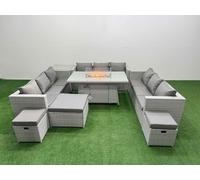 PE Rattan Set Outdoor Garden Furniture Set with 3 Seater Sofa Fimous Light Grey One Size