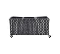 PE Rattan Wheeled Planter Plant Pot Indoor Outdoor with 3 Inserts Black Bellis