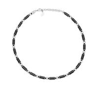 PE SILO SS HARDWARE BLACK BEADS NECKLACE
