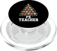 PE Teacher Basketball Christmas Tree Physical Education Xmas PopSockets PopGrip for MagSafe