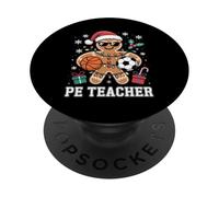 PE Teacher Gingerbread Christmas Physical Education Xmas PopSockets Adhesive PopGrip