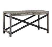 Outsunny PE Wicker Outdoor Coffee Table, Patio Rattan Side Table, with Plastic Board Under the Full Woven Table Top for Patio, Garden Mixed Grey