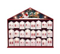 PE Wooden Advent Calendar 2024 with LED Lights, Christmas Countdown Calendar, House-Shaped Drawers for Kids and Adults, Reusable Holiday Decoration, 24-Day Xmas Countdown Box 17.4 x 15.4 x 2.6"