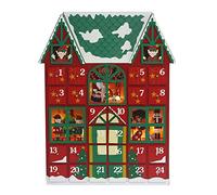 PE Wooden Christmas Advent Calendar House with LED & 24 Drawers, Reusable Advent Calendar to Fill Small Gifts Countdown to Christmas- Decorative&Functional Gift Storage for Adults Kids