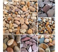 (Pea Gravel, 20kg x 5) Decorative Stone Coloured Pebbles Cobbles Slate Gravel Chippings Aggregates | 1kg, 5kg, 10kg, 20kg Bags