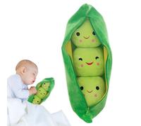 Pea Plush Pillow | 3 Peas-in-A-Pod Plush | Novelty Design, Soft Comfortable Cuddle Plant Doll Figure With Face Expression, Snuggle, Green For Home Car Decoration