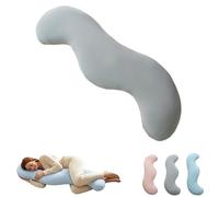 Pea Pod Body Pillow for Side Sleeper，Cooling curved body Full Support Pillow for Adults，Ergonomic Long Bolster Hug for Back, Hip & Leg Support with Washable Cover 47in (Grey)