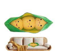 Pea Pod Plush - 40cm Pea Doll Stuffed Pillow | Sensory Toy, Cute Cartoon Plant Cuddle Snuggle, Soft Comfortable Doll Figure With Face Expression For Kids Hugging