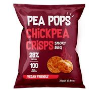 Pea Pops Healthy Chickpea Crisps - Low Calorie, Gluten Free, 21% Protein Snacks that are Popped Not Fried (18 x 23g, Smoky BBQ)