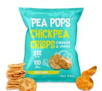 Pea Pops Healthy Chickpea Crisps - Low Calorie, Gluten Free, 21% Protein Snacks that are Popped Not Fried (12 x 70g, Cheddar & Onion)
