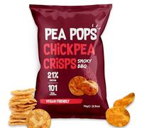 Pea Pops Healthy Chickpea Crisps - Low Calorie, Gluten Free, 21% Protein Snacks that are Popped Not Fried (4 x 70g, Smoky BBQ)