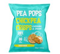 Pea Pops Healthy Chickpea Crisps - Low Calorie, Gluten Free, 21% Protein Snacks that are Popped Not Fried (18 x 23g, Cheddar & Onion)