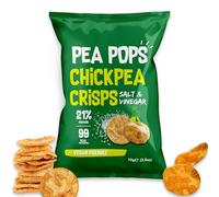 Pea Pops Healthy Chickpea Crisps - Low Calorie, Gluten Free, 28% Protein Snacks that are Popped Not Fried (12 x 70g, Salt & Vinegar)