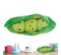 Pea Stuffed Toy, 3 Peas-in-A-Pod Plush, Cute Stuffed Pea Pod, Soft Comfortable Cuddle Plant Doll, Plush Character Figure with Zipper, Cartoon Plant Cuddle Snuggle Toy, for Bed Decor Nap Time