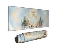 Peace and Joy Christmas Angel Large Mouse Pad 16x36 Inch | Forest Animals, XXL Mouse Pad, Seasonal Quote, Serene Winter Atmosphere, Woodland Theme, Extended Desk Coverage