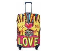 Peace and Love Art Style Elastic Travel Luggage Cover Suitcase Protector, Print Suitcase Baggage Cover Anti-Scratch