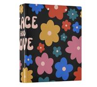 Peace and Love Floral 3 Ring Binder 1.5 Inch Round Ring Binder View Binder Holds 200 Documents for Home School Office Use