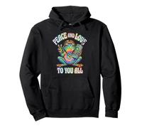 Peace and Love to You All - Tie-Dye Hippie Frog Design Pullover Hoodie
