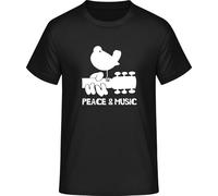 Peace and Music T-Shirt - Hippie Woodstock Retro Style, black, 5XL