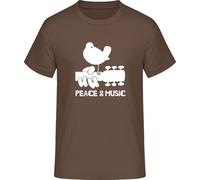 Peace and Music T-Shirt - Hippie Woodstock Retro Style, chocolate, 3XL