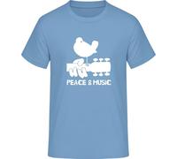 Peace and Music T-Shirt - Hippie Woodstock Retro Style, Ciel Bleu, 3XL