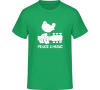 Peace and Music T-Shirt - Hippie Woodstock Retro Style, Green (Kelly green), 3XL