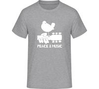 Peace and Music T-Shirt - Hippie Woodstock Retro Style, Grey (sports grey), S