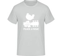 Peace and Music T-Shirt - Hippie Woodstock Retro Style, lightgrey, L