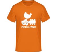 Peace and Music T-Shirt - Hippie Woodstock Retro Style, orange, XL