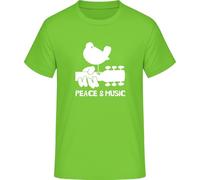 Peace and Music T-Shirt - Hippie Woodstock Retro Style, Orchid Green, XL