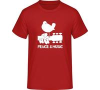 Peace and Music T-Shirt - Hippie Woodstock Retro Style, red, XXL