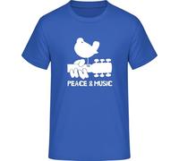 Peace and Music T-Shirt - Hippie Woodstock Retro Style, royal blue, 5XL