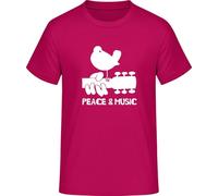 Peace and Music T-Shirt - Hippie Woodstock Retro Style, Sorbet, L