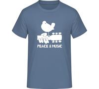 Peace and Music T-Shirt - Hippie Woodstock Retro Style, Stone Blue, 3XL