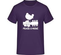 Peace and Music T-Shirt - Hippie Woodstock Retro Style, Urban Purple, L