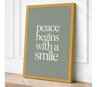 Peace Begins With A Smile Canvas Wall Art Print 18x12 Inch