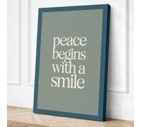 Peace Begins With A Smile Canvas Wall Art Print 24x16 Inch