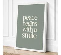 Peace Begins With A Smile Canvas Wall Art Print 36x24 Inch