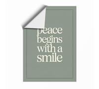 Peace Begins With A Smile Minimalist Unframed Wall Art Print A3 (42×29.7cm), Wall Decor for Living Room, Bedroom, Office & Home, Art Gift