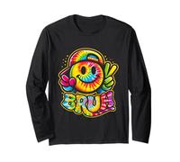 Peace Bruh Tie Dye Smile Face Smiling Groovy School Student Long Sleeve T-Shirt