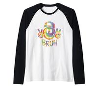 Peace Bruh Tie Dye Smile Face Smiling Groovy School Student Raglan Baseball Tee
