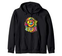 Peace Bruh Tie Dye Smile Face Smiling Groovy School Student Zip Hoodie