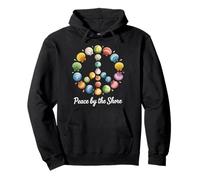 Peace by the Shore Seashell Peace Sign Design Pullover Hoodie